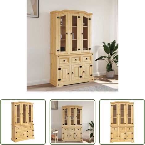 Credenza marrone -  Credenza Corona Marrone 112x43x196cm in Legno di Pino Messicano