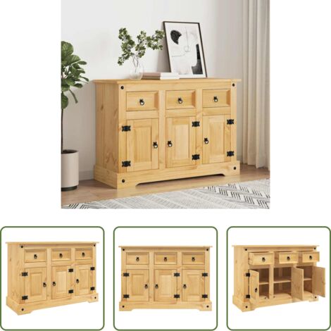 Credenza marrone -  Credenza "Corona" Marrone 112x44x78 cm Legno Massello Pino Messicano