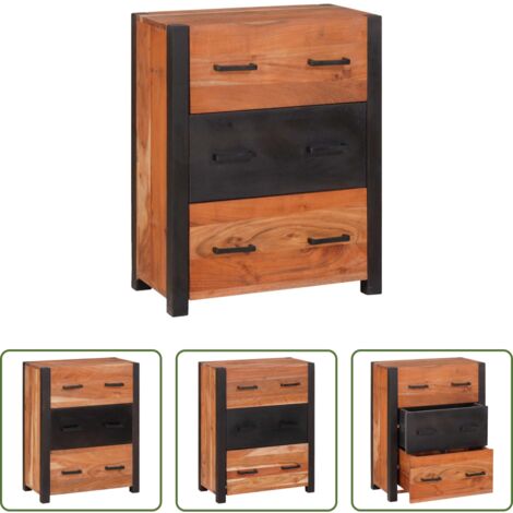 Credenza marrone -  Credenza Marrone 55 x 30 x 75 cm Legno di Acacia Massello