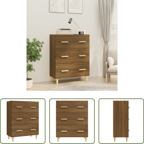 Credenza marrone -  Credenza Rovere Marrone 70x34x90 cm in Legno Multistrato