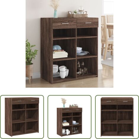 Credenza marrone -  Credenza Rovere Marrone 80x42,5x93 cm in Legno Multistrato