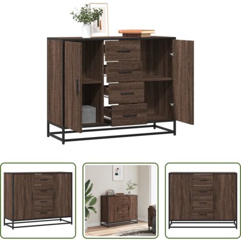 Credenza marrone -  Credenza Rovere Marrone 92x35x76 cm in Legno Multistrato