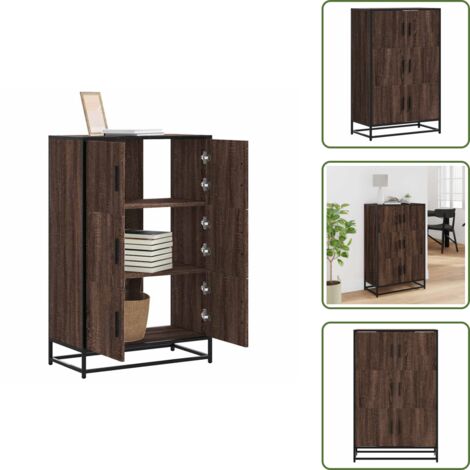 Credenza marrone - vidaXL Credenza Rovere Marrone 68x35x106,5cm Legno Multistrato Metallo - Credenza con scomparti