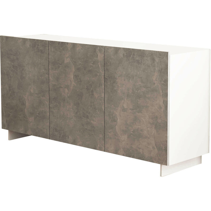 Homeness - Credenza mobiletto da soggiorno a 3 ante in legno nobilitato bilaminato Charlotte - LightGrey