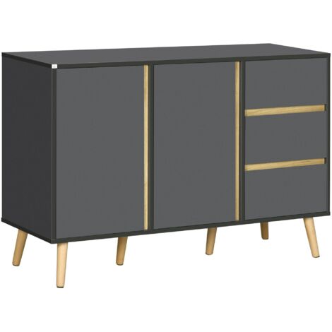 Credenza moderna 120×40×80 cm con 2 ante, 3 cassetti e ripiani regolabili, Grigio scuro