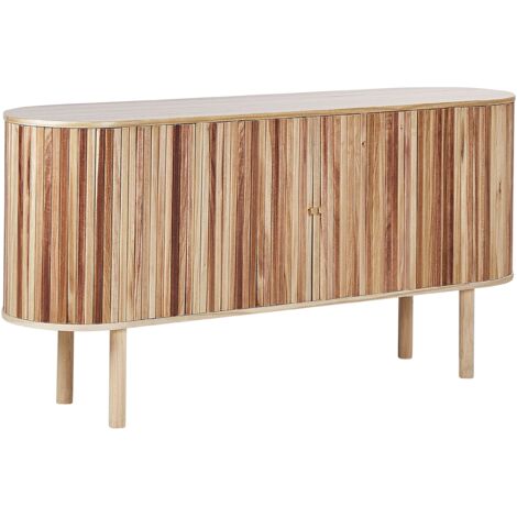 Credenza moderna a 2 ante con 2 ripiani in legno MDF Paulownia Frontale in legno di pino Gambe in legno Camera da letto Soluzione di stoccaggio in legno chiaro Dimock
