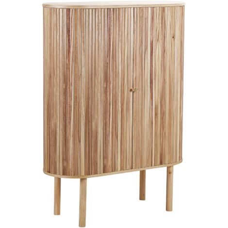 Credenza moderna a 2 ante con 4 ripiani in legno MDF Paulownia Frontale in legno di pino Gambe in camera da letto in legno chiaro Manara