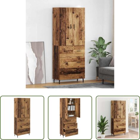 Credenza moderna -  Credenza 2 pcs Legno vecchio Legno Stratificato e Vetro