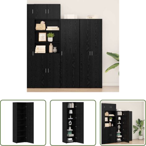 Credenza moderna -  Credenza 2 pcs Rovere Nero 50 x 42,5 x 185 cm