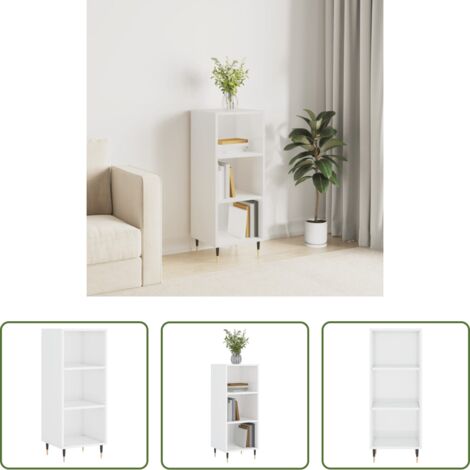 Credenza moderna -  Credenza Bianco Lucido 34,5x32,5x90 cm in Legno Multistrato