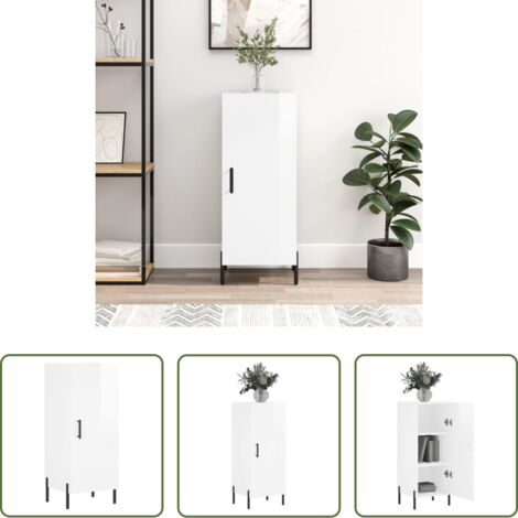 Credenza moderna -  Credenza Bianco Lucido 34,5x34x90 cm in Legno Multistrato
