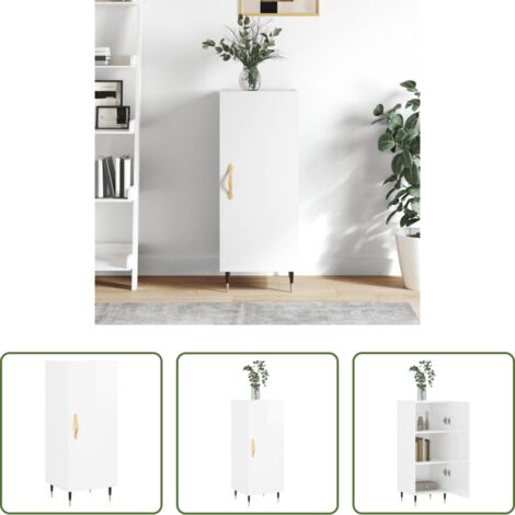 Credenza moderna -  Credenza Bianco Lucido 34,5x34x90 cm in Legno Multistrato