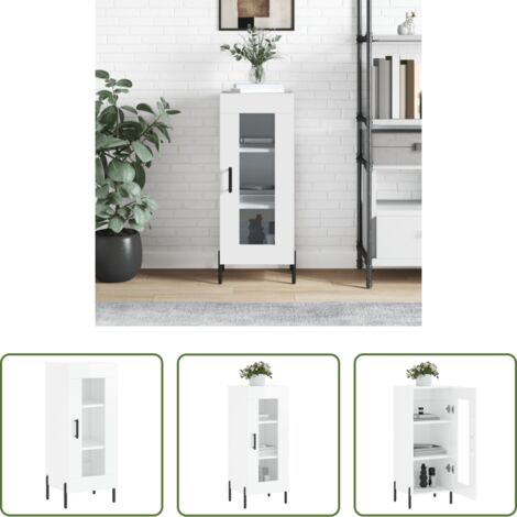 Credenza moderna -  Credenza Bianco Lucido 34,5x34x90 cm in Legno Multistrato