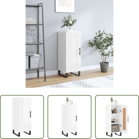 Credenza moderna -  Credenza Bianco Lucido 34,5x34x90 cm in Legno Multistrato