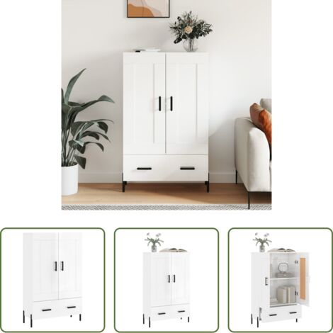 Credenza moderna -  Credenza Bianco Lucido 69,5x31x115 cm in Legno Multistrato