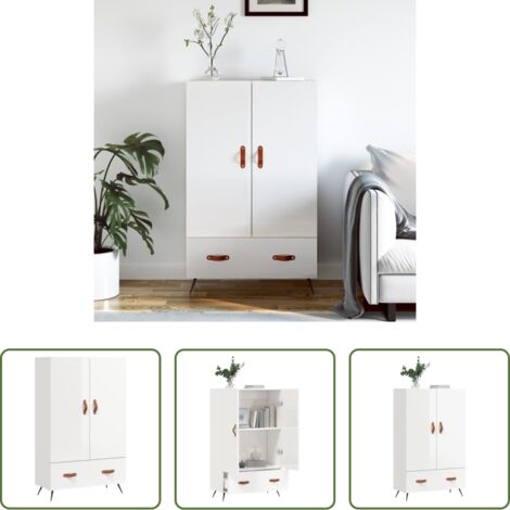Credenza moderna -  Credenza Bianco Lucido 69,5x31x115 cm in Legno Multistrato