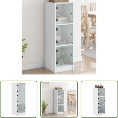 Credenza moderna -  Credenza con Ante in Vetro Bianca 35x37x109 cm