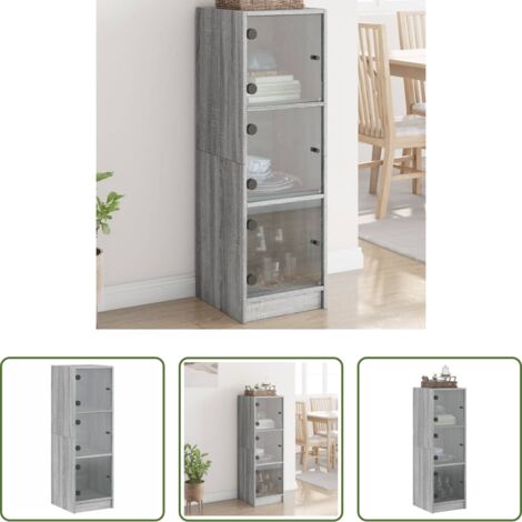 Credenza moderna -  Credenza con Ante in Vetro Grigio Sonoma 35x37x109 cm