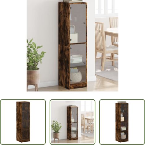 Credenza moderna -  Credenza con Ante in Vetro Rovere Fumo 35x37x142 cm