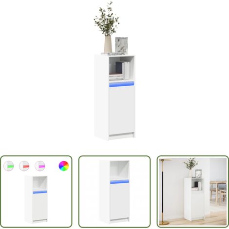 Credenza moderna -  Credenza con LED Bianca 38x34x100 cm in Legno Multistrato