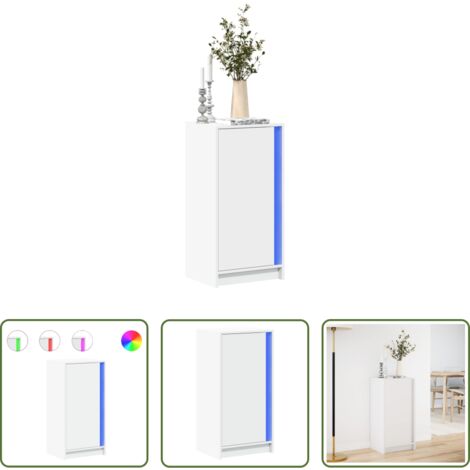 Credenza moderna -  Credenza con LED Bianca 42,5x34x85 cm in Legno Multistrato