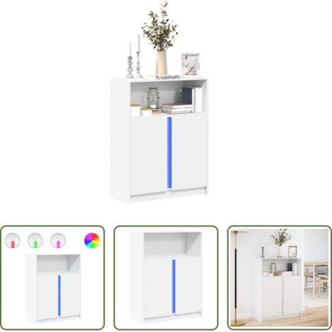 Credenza moderna -  Credenza con LED Bianca 77x34x100 cm in Legno Multistrato