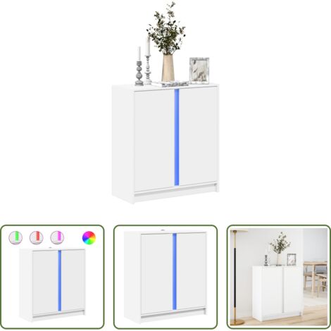 Credenza moderna -  Credenza con LED Bianca 77x34x85 cm in Legno Multistrato