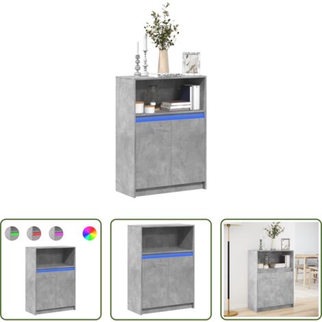 Credenza moderna -  Credenza con LED Grigio Cemento 72x34x100 cm Legno Multistrato