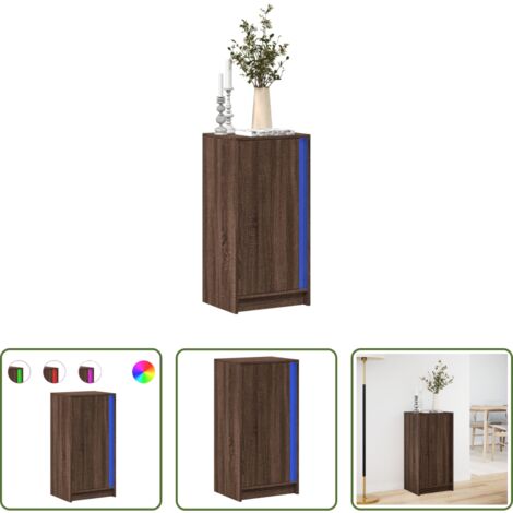 Credenza moderna -  Credenza con LED Rovere Marrone 42,5x34x85 cm Legno Multistrato