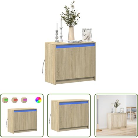 Credenza moderna -  Credenza con LED Rovere Sonoma 72x34x61 cm in Legno Multistrato