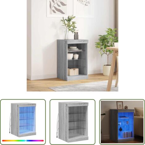 Credenza moderna -  Credenza con Luci LED Grigio Sonoma 41x37x67 cm
