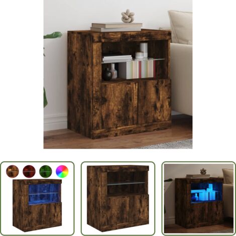 Credenza moderna -  Credenza con Luci LED Rovere Fumo 60,5x37x67 cm