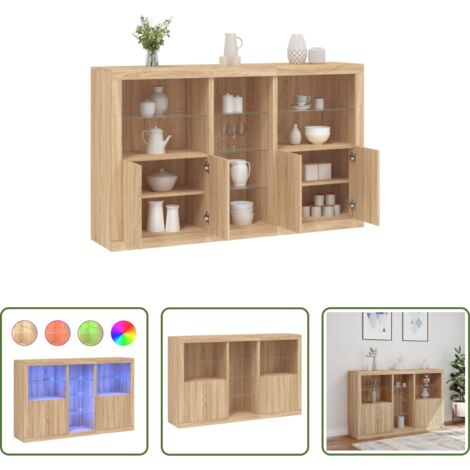 Credenza moderna -  Credenza con Luci LED Rovere Sonoma 162x37x100 cm