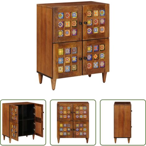 Credenza moderna -  Credenza con porta Noce 60 x 33 x 75 cm Legno di mango massello