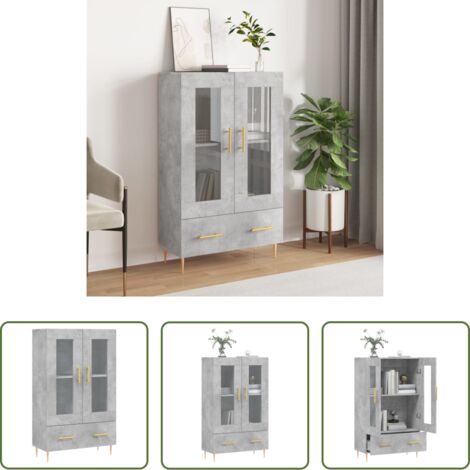 Credenza moderna -  Credenza Grigio Cemento 69,5x31x115 cm in Legno Multistrato