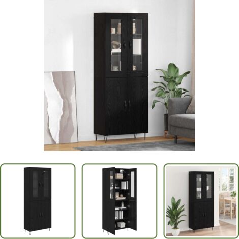 Credenza moderna -  Credenza Rovere Bianco e Nero 69,5 x 34 x 180 cm