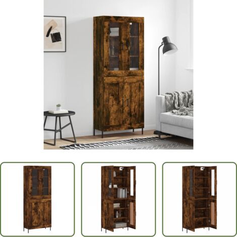 Credenza moderna -  Credenza Rovere Fumo  69,5x34x180 cm in Legno Multistrato
