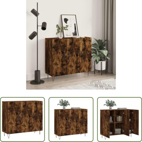Credenza moderna -  Credenza Rovere Fumo 90x34x80 cm in Legno Multistrato