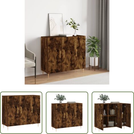 Credenza moderna -  Credenza Rovere Fumo 90x34x80 cm in Legno Multistrato