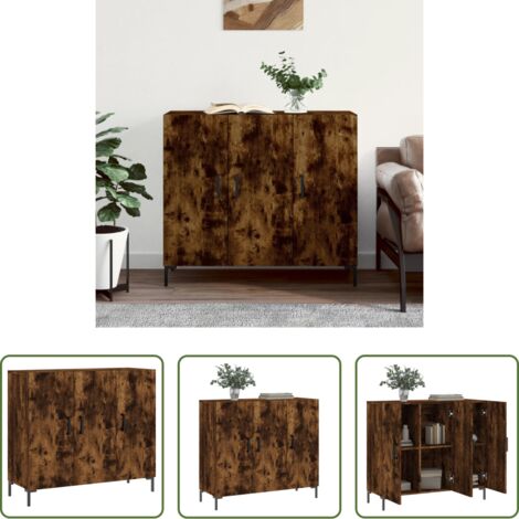 Credenza moderna -  Credenza Rovere Fumo 90x34x80 cm in Legno Multistrato