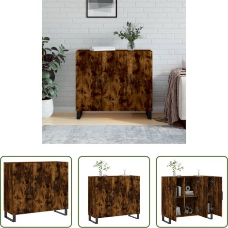 Credenza moderna -  Credenza Rovere Fumo 90x34x80 cm in Legno Multistrato
