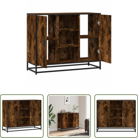 Credenza moderna -  Credenza Rovere Fumo 92x35x76 cm in Legno Multistrato