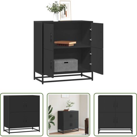 Credenza moderna -  Credenza Rovere Nera 68x35x76 cm in Legno Multistrato