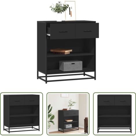 Credenza moderna -  Credenza Rovere Nera 68x35x76 cm in Legno Multistrato