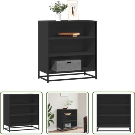 Credenza moderna -  Credenza Rovere Nera 68x35x76 cm in Truciolato e Metallo