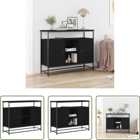 Credenza moderna -  Credenza Rovere Nero 100 x 35 x 80 cm Legno multistrato