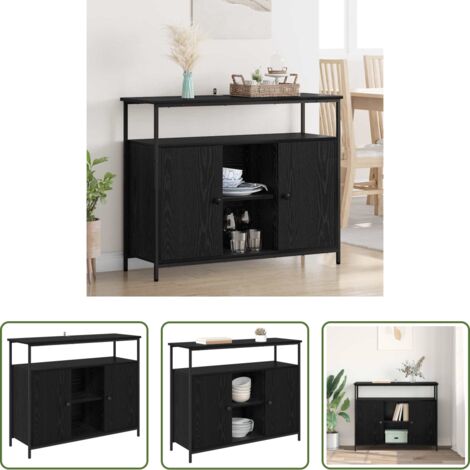 Credenza moderna -  Credenza Rovere Nero 100 x 35 x 80 cm Legno multistrato