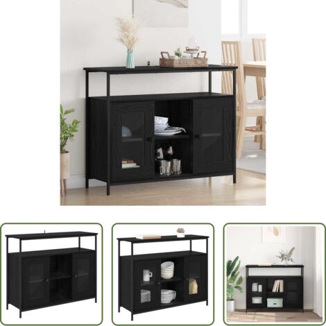 Credenza moderna -  Credenza Rovere Nero 100 x 35 x 80 cm Legno multistrato