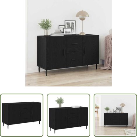 Credenza moderna -  Credenza Rovere Nero 100 x 36 x 60 cm Legno multistrato
