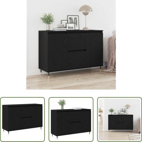 Credenza moderna -  Credenza Rovere Nero 101,5 x 35 x 70 cm Legno multistrato